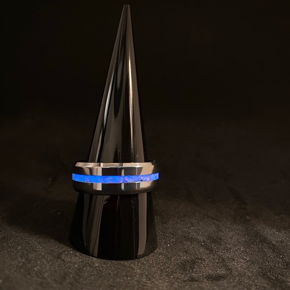 Tungsten and opal glow ring- handmade - Picture 2 of 3